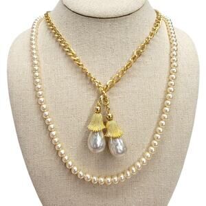 Vintage Sarah Coventry Fashion Parade Convertible Faux Pearl Drop Necklace